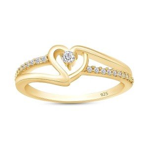 Heart-Shaped Diamond Bypass Promise Ring in Gold