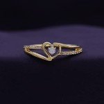 Heart-Shaped Diamond Bypass Promise Ring in Gold