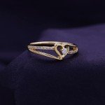 Heart-Shaped Diamond Bypass Promise Ring in Gold
