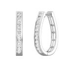 Sterling Silver Channel Hoop with Lab Grown Diamond