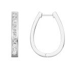 Sterling Silver Channel Hoop with Lab Grown Diamond