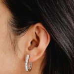 Sterling Silver Channel Hoop with Lab Grown Diamond