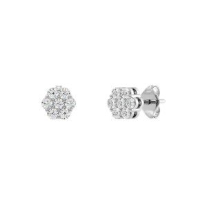 Floral Lab-Grown Diamond Earrings in Sterling Silver