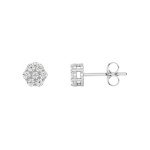 Floral Lab-Grown Diamond Earrings in Sterling Silver