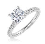 Lab Grown Round Cut Diamond Engagement Ring in Rose Gold