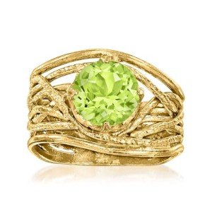 Openwork Textured Gemstone Ring in 18kt Gold