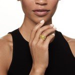 Openwork Textured Gemstone Ring in 18kt Gold