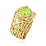 Openwork Textured Gemstone Ring in 18kt Gold
