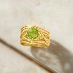 Openwork Textured Gemstone Ring in 18kt Gold