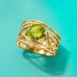 Openwork Textured Gemstone Ring in 18kt Gold