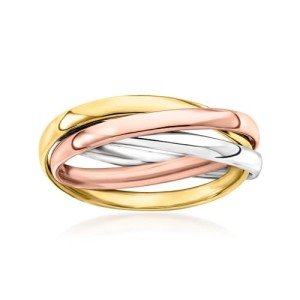 Italian 14kt Tri-Colored Gold Rolling Ring - Size 8