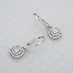 Elegant Square Silver Dangle Earrings with Diamonds