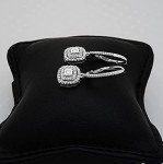 Elegant Square Silver Dangle Earrings with Diamonds