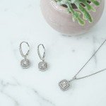 Elegant Square Silver Dangle Earrings with Diamonds