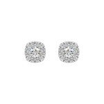 Lab-Grown Diamond Halo Stud Earrings in Silver