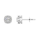 Lab-Grown Diamond Halo Stud Earrings in Silver