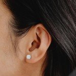 Lab-Grown Diamond Halo Stud Earrings in Silver