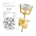 1 Carat Lab Grown Diamond Stud Earrings in 14K Gold