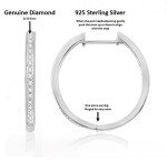 Small Hoop Diamond Earrings in Rhodium Plated Silver