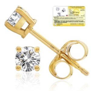 14k Yellow Gold Lab Grown Diamond Stud Earrings
