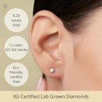 14k Yellow Gold Lab Grown Diamond Stud Earrings