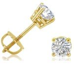 Natural Diamond Stud Earrings in 14K Yellow Gold