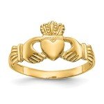 10K Yellow Gold Claddagh Heart Ring, Size 7