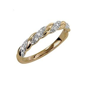 14K Yellow Gold Diamond Twist Promise Ring for Women
