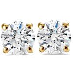 1 Carat Lab Grown Diamond Studs in Yellow Gold