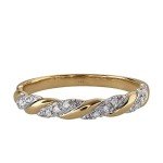 14K Yellow Gold Diamond Twist Promise Ring for Women