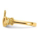10K Yellow Gold Claddagh Heart Ring, Size 7