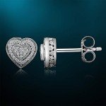 Heart-Shaped Diamond Stud Earrings in Silver