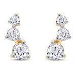 Elegant Diamond Crawler Stud Earrings in 18K Gold