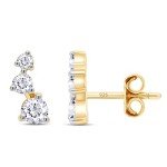 Elegant Diamond Crawler Stud Earrings in 18K Gold