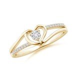 0.08 Ct Diamond Heart Ring in 14K Yellow Gold
