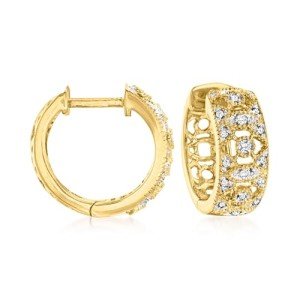 Diamond Hoop Earrings in 18kt Gold Over Sterling