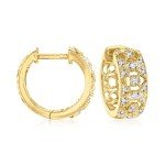 Diamond Hoop Earrings in 18kt Gold Over Sterling