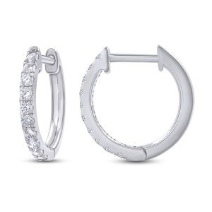 Lab Grown Diamond Huggie Hoop Earrings in White Gold