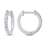 Lab Grown Diamond Huggie Hoop Earrings in White Gold