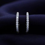 Lab Grown Diamond Huggie Hoop Earrings in White Gold