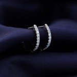 Lab Grown Diamond Huggie Hoop Earrings in White Gold