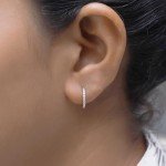 Lab Grown Diamond Huggie Hoop Earrings in White Gold