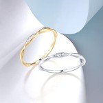 Dainty Twisted 10K Gold Diamond Stacking Ring