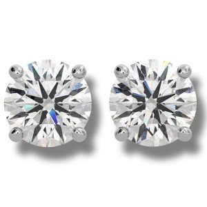 1 Carat Round Diamond Stud Earrings in White Gold