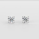 1 Carat Round Diamond Stud Earrings in White Gold