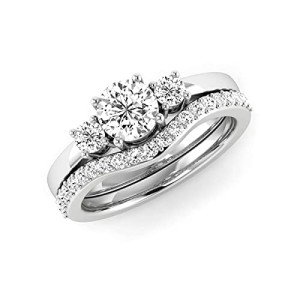 1.00 Carat 14k Gold 3 Stone Engagement Ring Set