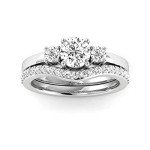 1.00 Carat 14k Gold 3 Stone Engagement Ring Set
