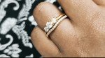1.00 Carat 14k Gold 3 Stone Engagement Ring Set