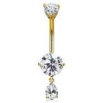 10K Solid Gold Teardrop Belly Button Ring