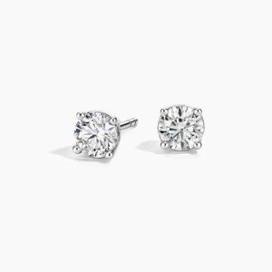 Round Lab Grown Diamond Stud Earrings in Silver